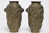 Chinese Cast Brass Dragon Vases, Pair