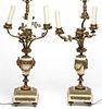 Neoclassical Lamps, Bronze & White Marble Urn-Form