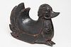 Asian Carved & Red-Stained Wood Duck Figure