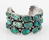 A Silver and Turquoise Nugget Cuff Bracelet, 76.30 dwts.