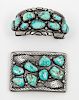 A Collection of Sterling Silver and Turquoise Jewelry, Zuni, Circa 1970's, 141.10 dwts.
