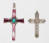 A Collection of Silver and Gemstone Cross Pendants, 33.00 dwts.