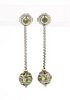A Pair of Sterling Silver and Peridot Ball Dangle Earrings, David Yurman, 4.10 dwts.