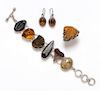 A Collection of Silver, Amber, Fossil and Druzy Agate Jewelry, 63.80 dwts.