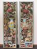 Chinese Carved & Polychrome Wood Panels, Pair
