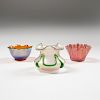 Continental Art Glass Vases and Bowls, Lot of Three