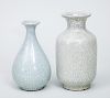 Chinese Crackle-Glazed Porcelain Baluster-Form Vase and a Grey Glazed Porcelain Pear-Form Vase, Modern