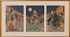After Ando Hiroshige (1797-1858): Three Actors Wearing Masks