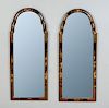 Pair of Queen Anne Style Black Lacquer and Parcel-Gilt Mirrors
