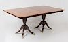 Regency Style Mahogany and Fruitwood Two-Pedestal Dining Table