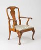 Queen Anne Style Carved Walnut Armchair