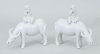 Pair of Chinese White Glazed Porcelain Figures of Boys on Water Buffalo, Modern