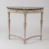 Louis XVI Style D-Shaped Painted Console with Marble Top