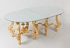 Continental Baroque-Style Carved Giltwood Two-Pedestal Dining Table with a Mirrored Top