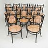 Set of Fourteen Painted and Bentwood Dining Chairs