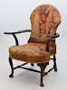 George I Style Carved Mahogany Armchair with Tapestry Upholstery