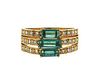 18k Gold Diamond Green Stone Ring