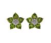 18k Gold Diamond Peridot Flower Earrings