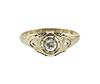 Antique Art Deco 14k Gold Diamond Engagement Ring