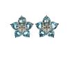 18k Gold Diamond Blue Stone Flower Earrings