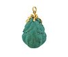 14k Gold Carved Turquoise Pendant
