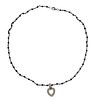 18k Gold Sterling Diamond Heart Pendant Necklace