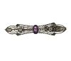 Art Deco 14k Gold Diamond Purple Stone Brooch Pin