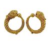 Lalaounis Greece 18k Gold Chimera Hoop Earrings