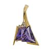 14K Gold Diamond Purple Stone Abstract Pendant
