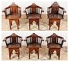 Set of 6 Antique Syrian Walnut and Inlay Chairs