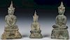 3 Antique Bronze Burmese Buddha Figures
