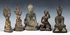 5 Antique Bronze Burmese Buddha Figures