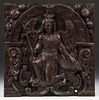 15th C. Carved Oak Plaque of Angel