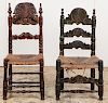 Two Antique Continental Rush Chairs
