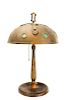 Arts & Crafts Table Lamp w/ Inset Glass Medallions