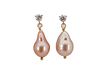Pair, Diamond & Baroque Pearl Dangle Earrings