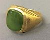 Men's 18K Gold Ring with Green Jade