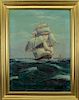 Signed American School Painting of a Clipper Ship