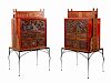 Pair, Chinese Lacquered Dowry Chests on Stands