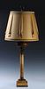 A FINE CONVERTED 19TH C. BRONZE AND MARBLE TABLE LAMP
