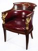 A 19TH C. FRENCH EMPIRE STYLE MAHOGANY BERGERE