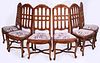 SIX ITALIAN CARVED FRUITWOOD DINING CHAIRS C. 1900