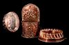 ANTIQUE COPPER FOOD MOLDS AND WALL POCKET