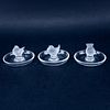 Set of Three (3) Lalique Finch Bird Frosted and Clear Ring Holders.