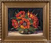 Clarence Ira Dreisbach (American 1903-2001), oil on board still life, titled Poppies, signed lower