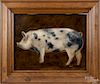 Contemporary oil on board of a pig, signed Daniel, 14'' x 18''.