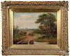 American oil on canvas landscape, late 19th c., signed F. King, 12'' x 16''.
