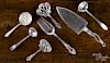 Seven sterling silver serving utensils
