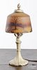 Antique table lamp with reverse painted shade