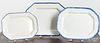 Three pearlware blue feather edge platters